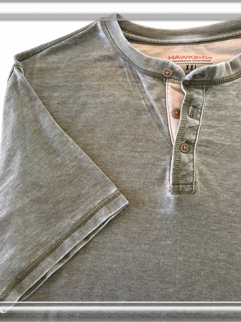 Hawke & Co Men's Short Sleeve Henley  Shirt Size XXL Heather Green Breathable